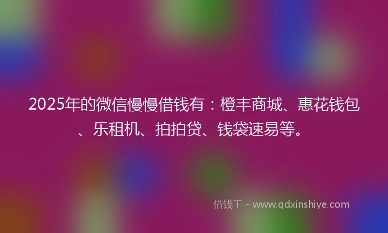2025年的微信慢慢借钱有：橙丰商城、惠花钱包、乐租机、拍拍贷、钱袋速易等。