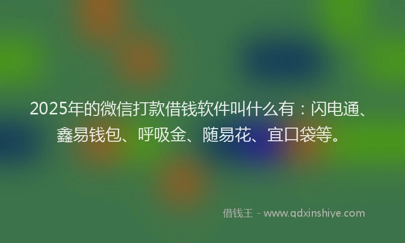 2025年的微信打款借钱软件叫什么有：闪电通、鑫易钱包、呼吸金、随易花、宜口袋等。