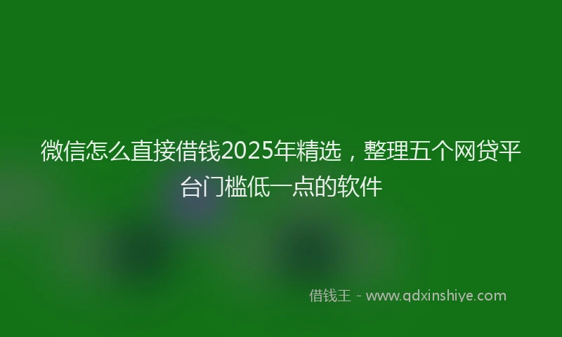 微信怎么直接借钱2025年精选，整理五个网贷平台门槛低一点的软件