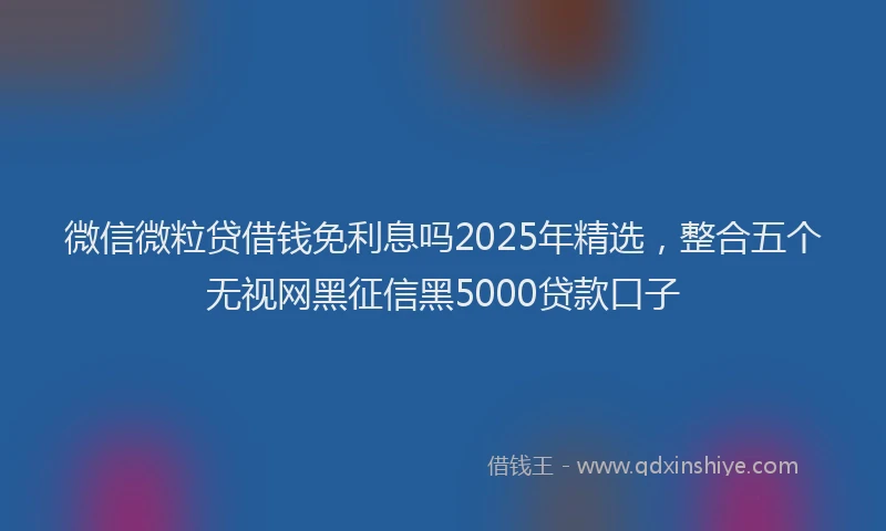 微信微粒贷借钱免利息吗2025年精选，整合五个无视网黑征信黑5000贷款口子