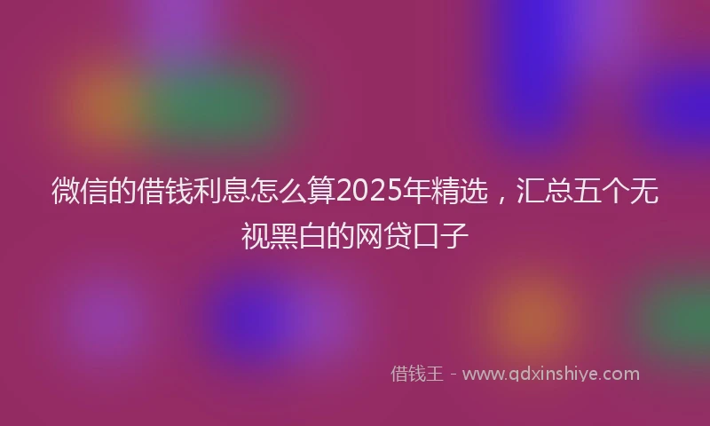 微信的借钱利息怎么算2025年精选，汇总五个无视黑白的网贷口子