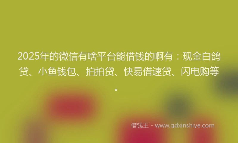 2025年的微信有啥平台能借钱的啊有：现金白鸽贷、小鱼钱包、拍拍贷、快易借速贷、闪电购等。