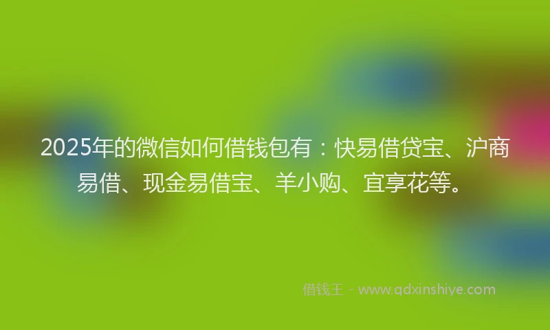 2025年的微信如何借钱包有：快易借贷宝、沪商易借、现金易借宝、羊小购、宜享花等。