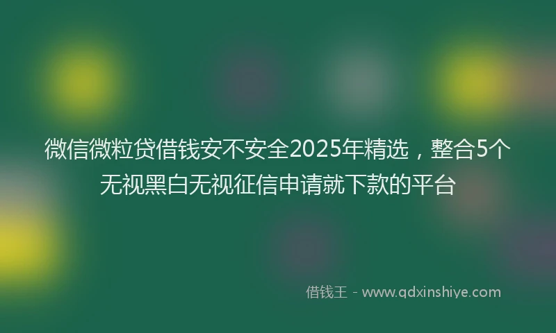 微信微粒贷借钱安不安全2025年精选，整合5个无视黑白无视征信申请就下款的平台