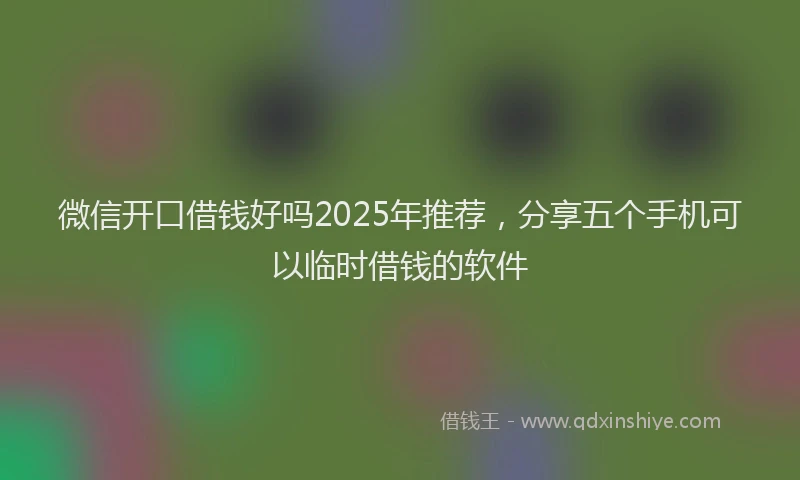 微信开口借钱好吗2025年推荐，分享五个手机可以临时借钱的软件