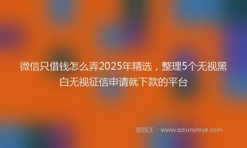 微信只借钱怎么弄2025年精选，整理5个无视黑白无视征信申请就下款的平台