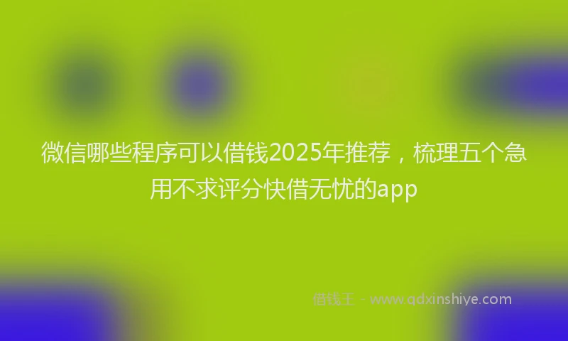 微信哪些程序可以借钱2025年推荐，梳理五个急用不求评分快借无忧的app