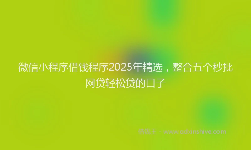 微信小程序借钱程序2025年精选，整合五个秒批网贷轻松贷的口子