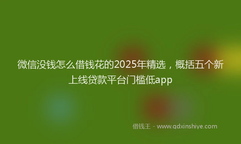 微信没钱怎么借钱花的2025年精选，概括五个新上线贷款平台门槛低app