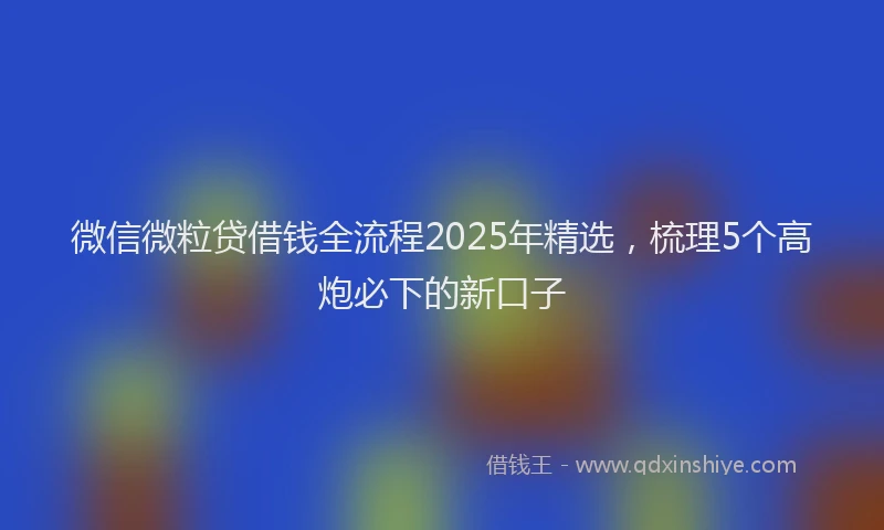 微信微粒贷借钱全流程2025年精选，梳理5个高炮必下的新口子