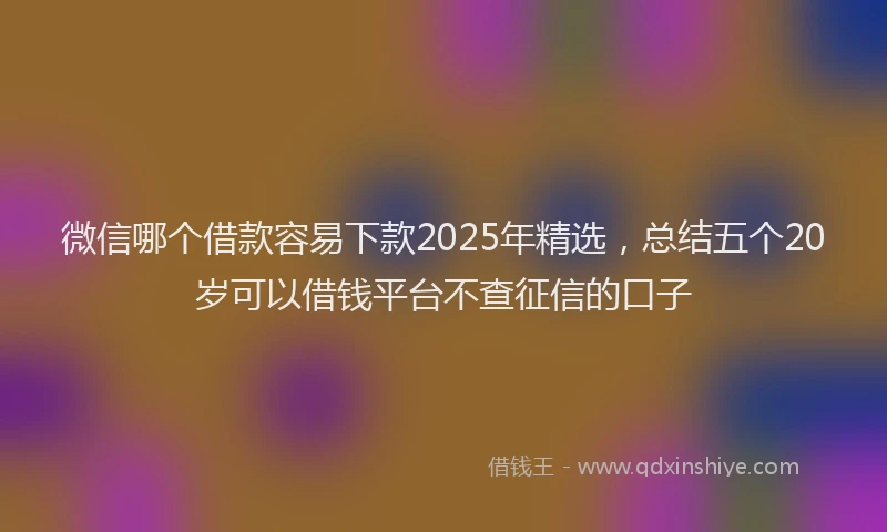微信哪个借款容易下款2025年精选，总结五个20岁可以借钱平台不查征信的口子