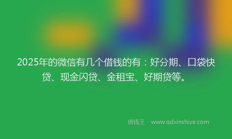 2025年的微信有几个借钱的有：好分期、口袋快贷、现金闪贷、金租宝、好期贷等。