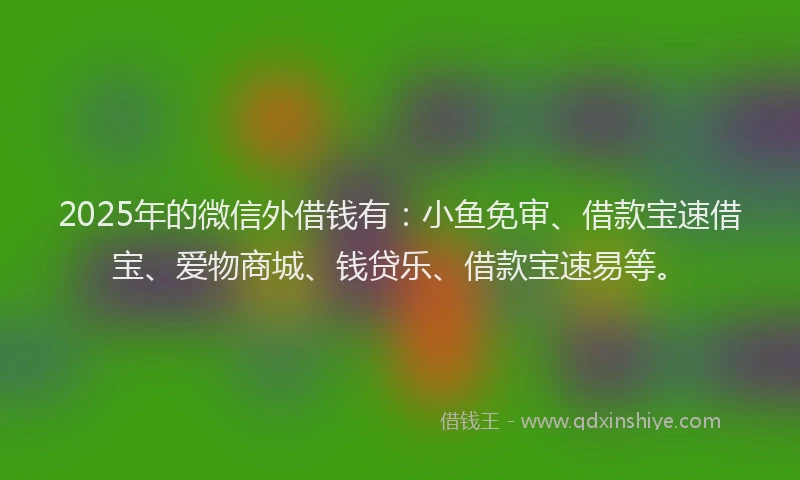 2025年的微信外借钱有：小鱼免审、借款宝速借宝、爱物商城、钱贷乐、借款宝速易等。