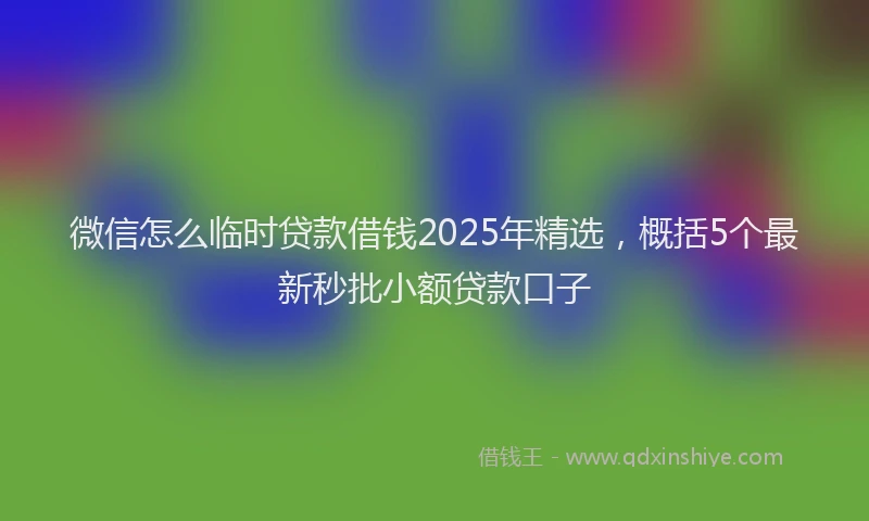 微信怎么临时贷款借钱2025年精选，概括5个最新秒批小额贷款口子