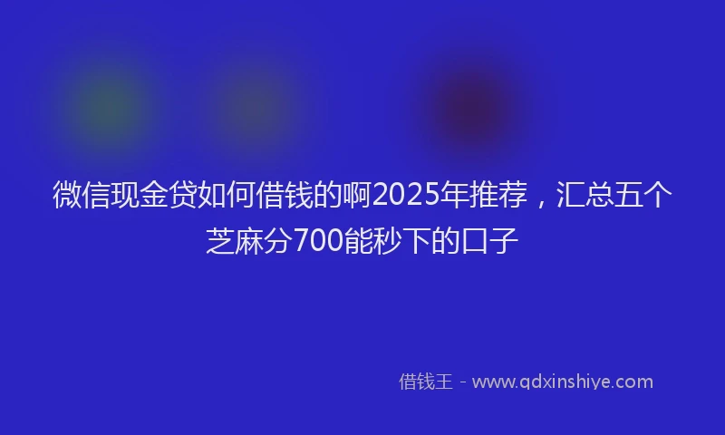 微信现金贷如何借钱的啊2025年推荐，汇总五个芝麻分700能秒下的口子