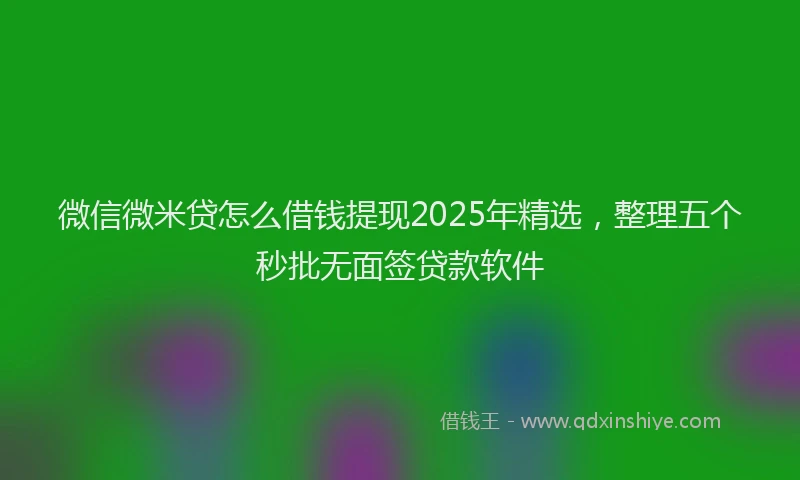 微信微米贷怎么借钱提现2025年精选，整理五个秒批无面签贷款软件