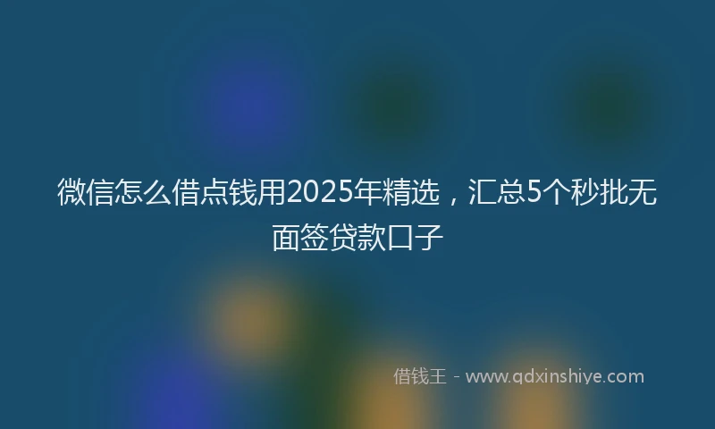 微信怎么借点钱用2025年精选，汇总5个秒批无面签贷款口子