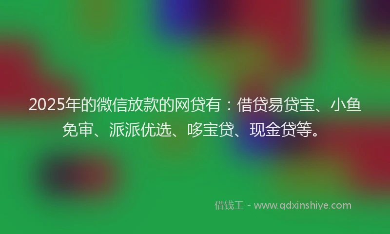 2025年的微信放款的网贷有：借贷易贷宝、小鱼免审、派派优选、哆宝贷、现金贷等。