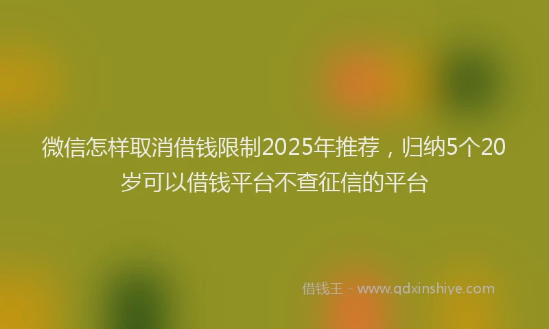 微信怎样取消借钱限制2025年推荐，归纳5个20岁可以借钱平台不查征信的平台