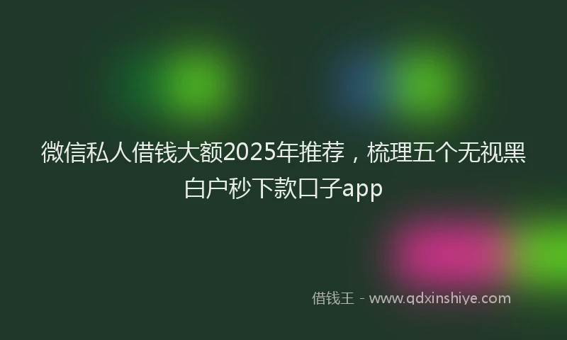 微信私人借钱大额2025年推荐，梳理五个无视黑白户秒下款口子app