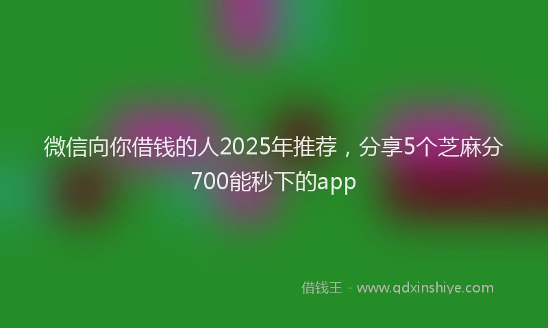 微信向你借钱的人2025年推荐，分享5个芝麻分700能秒下的app