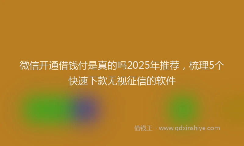 微信开通借钱付是真的吗2025年推荐，梳理5个快速下款无视征信的软件