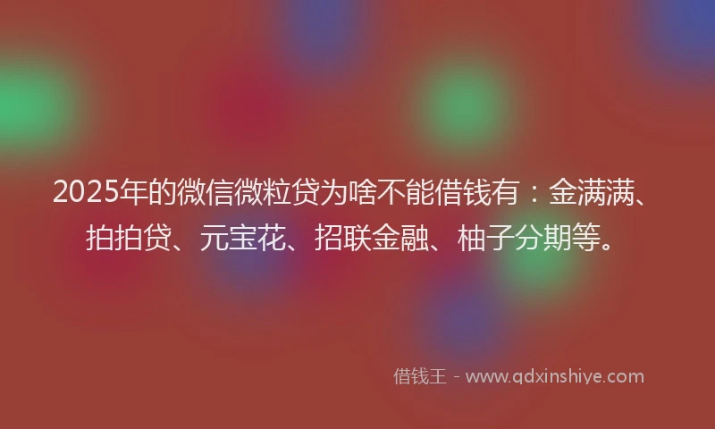 2025年的微信微粒贷为啥不能借钱有：金满满、拍拍贷、元宝花、招联金融、柚子分期等。