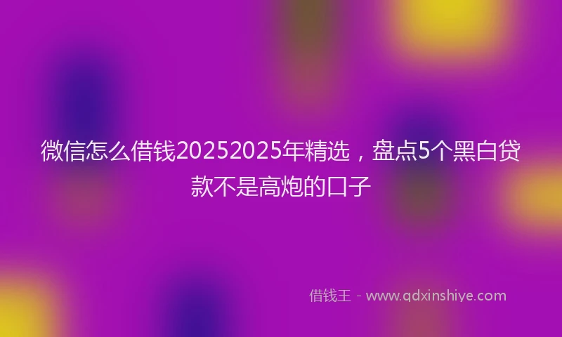 微信怎么借钱20252025年精选，盘点5个黑白贷款不是高炮的口子