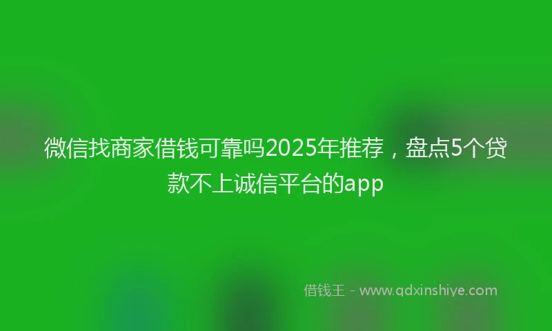 微信找商家借钱可靠吗2025年推荐，盘点5个贷款不上诚信平台的app