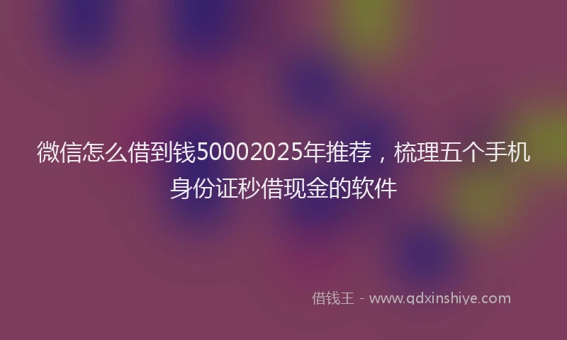 微信怎么借到钱50002025年推荐，梳理五个手机身份证秒借现金的软件