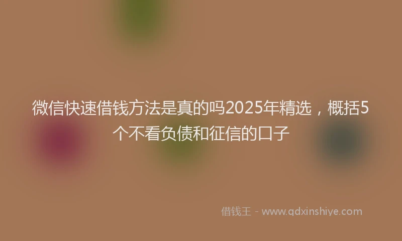 微信快速借钱方法是真的吗2025年精选，概括5个不看负债和征信的口子