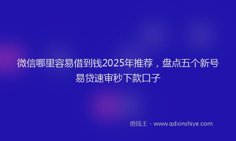 微信哪里容易借到钱2025年推荐，盘点五个新号易贷速审秒下款口子