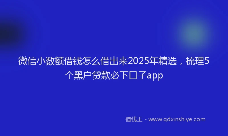 微信小数额借钱怎么借出来2025年精选，梳理5个黑户贷款必下口子app