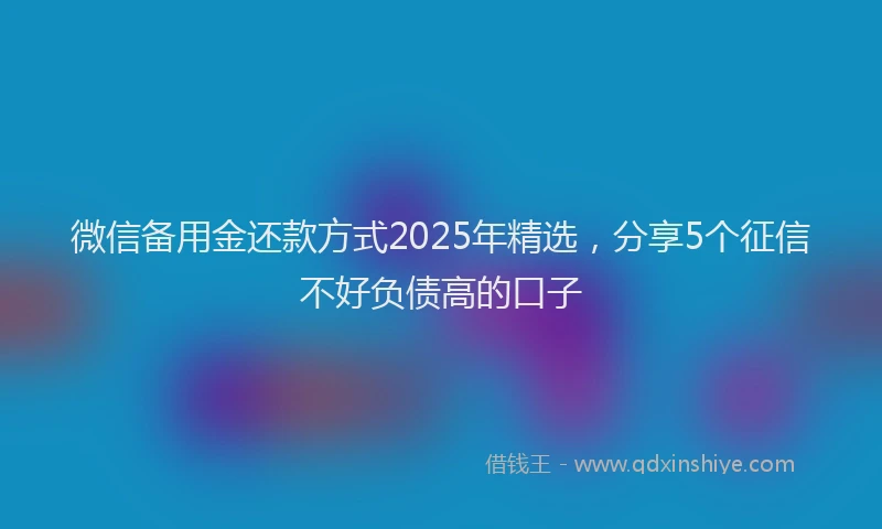 微信备用金还款方式2025年精选，分享5个征信不好负债高的口子