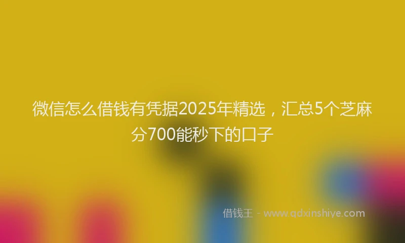 微信怎么借钱有凭据2025年精选，汇总5个芝麻分700能秒下的口子