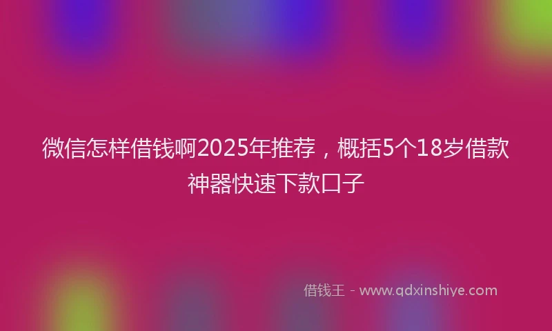 微信怎样借钱啊2025年推荐，概括5个18岁借款神器快速下款口子