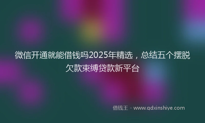 微信开通就能借钱吗2025年精选，总结五个摆脱欠款束缚贷款新平台