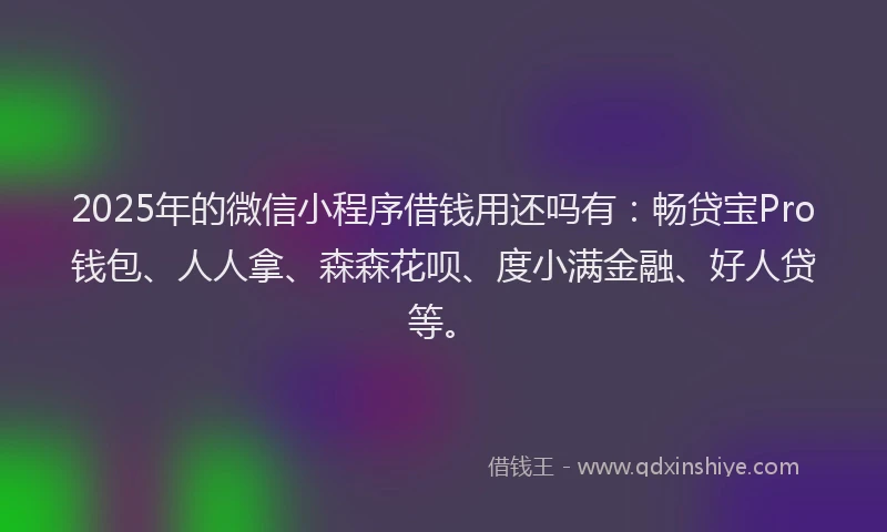 2025年的微信小程序借钱用还吗有：畅贷宝Pro钱包、人人拿、森森花呗、度小满金融、好人贷等。
