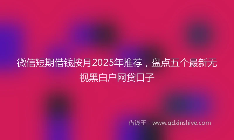 微信短期借钱按月2025年推荐，盘点五个最新无视黑白户网贷口子