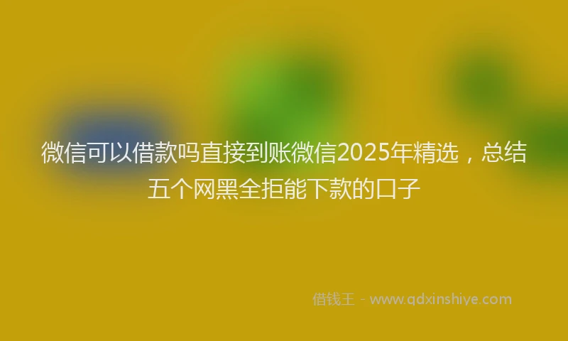 微信可以借款吗直接到账微信2025年精选，总结五个网黑全拒能下款的口子