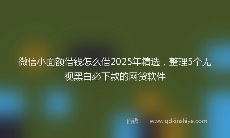 微信小面额借钱怎么借2025年精选，整理5个无视黑白必下款的网贷软件