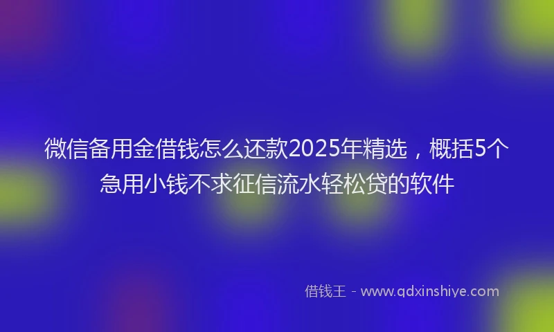 微信备用金借钱怎么还款2025年精选，概括5个急用小钱不求征信流水轻松贷的软件