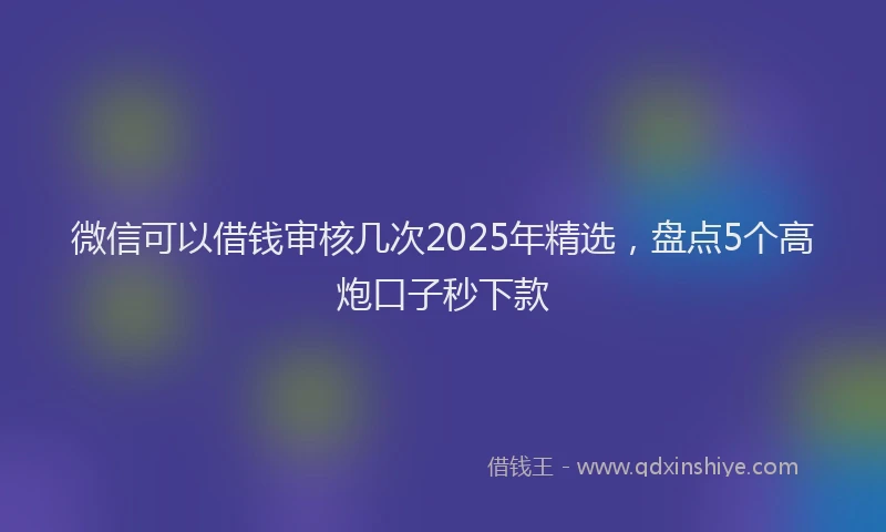 微信可以借钱审核几次2025年精选，盘点5个高炮口子秒下款