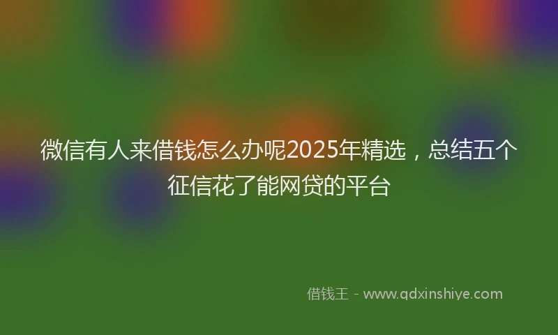 微信有人来借钱怎么办呢2025年精选，总结五个征信花了能网贷的平台