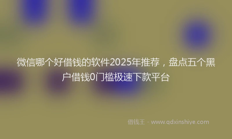 微信哪个好借钱的软件2025年推荐，盘点五个黑户借钱0门槛极速下款平台