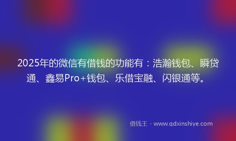 2025年的微信有借钱的功能有：浩瀚钱包、瞬贷通、鑫易Pro+钱包、乐借宝融、闪银通等。