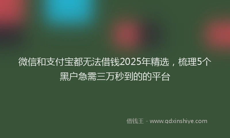 微信和支付宝都无法借钱2025年精选，梳理5个黑户急需三万秒到的的平台