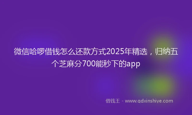 微信哈啰借钱怎么还款方式2025年精选，归纳五个芝麻分700能秒下的app