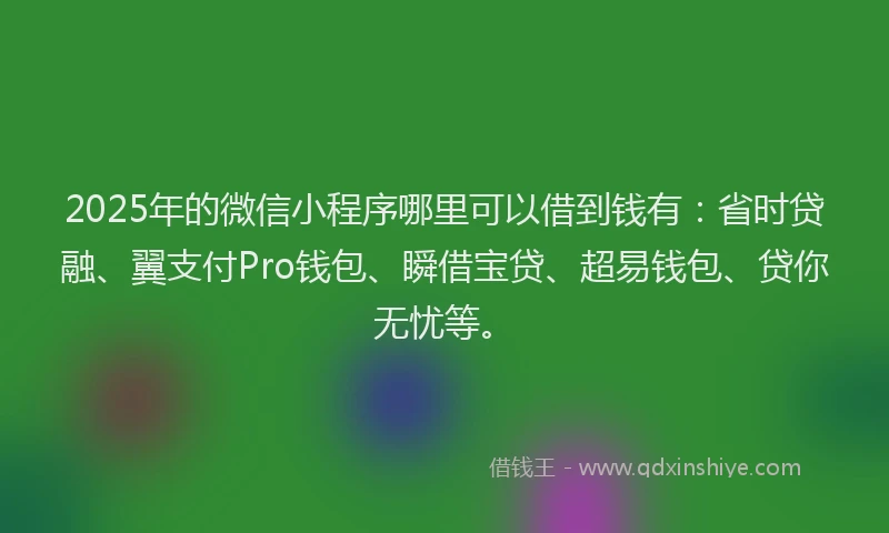 2025年的微信小程序哪里可以借到钱有：省时贷融、翼支付Pro钱包、瞬借宝贷、超易钱包、贷你无忧等。