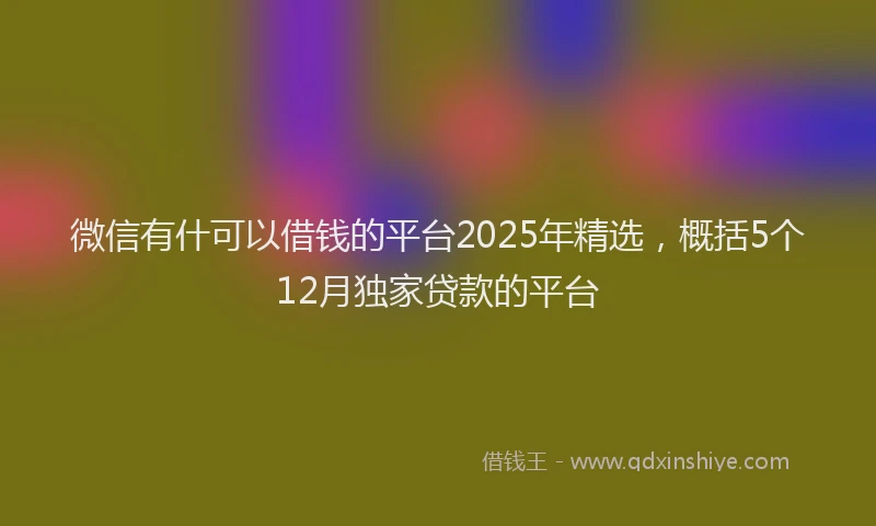 微信有什可以借钱的平台2025年精选，概括5个12月独家贷款的平台